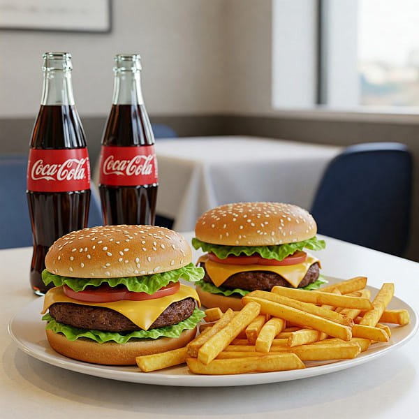2 Veg Burger + Finger Chips + 2 Black Mojito